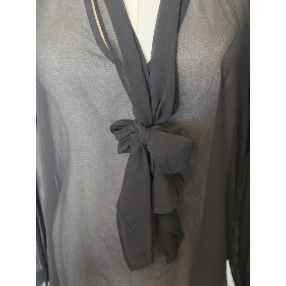 Forever 21 Long Sleeve Pull Over Chiffon Black Size M  Boho Dark Romantic